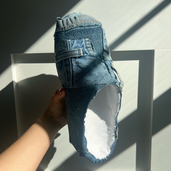 Handmade Other - demin custom slip on slippers with white lining - size M11